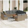 Image de Salon de jardin modulable - Lot de 12 pieces - Resine tressee - Beige - 11 personnes