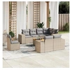 Image de Salon de jardin modulable 9 pièces résine tressée beige 8 personnes table fixe