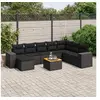 Image de Salon de Jardin avec Coussins 9 pcs, Canapés de Terrasse, Ensemble de Meubles de Patio, Mobilier d'Extérieur, Noir 3225579