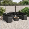 Image de Salon de Jardin avec Coussins 10 pcs, Canapés de Terrasse, Ensemble de Meubles de Patio, Mobilier d'Extérieur, Noir 3225586
