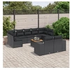 Image de Salon de Jardin avec Coussins 10 pcs, Canapés de Terrasse, Ensemble de Meubles de Patio, Mobilier d'Extérieur, Noir 3225593