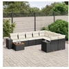 Image de Salon de Jardin avec Coussins 10 pcs, Canapés de Terrasse, Ensemble de Meubles de Patio, Mobilier d'Extérieur, Noir 3225608