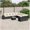 Image de Salon de Jardin avec Coussins 11 pcs, Canapés de Terrasse, Ensemble de Meubles de Patio, Mobilier d'Extérieur, Noir 3225636