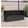Image de Salon de jardin modulable resine tressee noir 3 pieces x 179 x 69 3 personnes