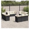 Image de Salon de Jardin avec Coussins 11 pcs, Canapés de Patio, Ensemble de Meubles, Mobilier de Terrasse Extérieur, Noir 3224293
