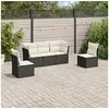 Image de Salon de jardin 5 pcs avec coussins noir résine tressée 3249185