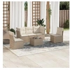 Image de Salon de jardin modulable resine tressee beige 6 pieces x 179 x 69