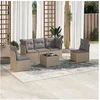 Image de Salon de jardin modulable - Lot de 6 pieces - Resine tressee - 3 personnes - Beige - 55 x 55 x 37 cm