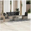 Image de Salon de jardin modulable resine tressee gris 6 pieces x 179 x 69