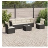 Image de Salon de jardin 7 pcs avec coussins noir résine tressée 3249215