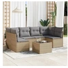 Image de Salon de jardin modulable rotin beige 6 personnes 124 x 234 x 69 cm 7 pieces