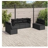 Image de Salon de jardin 7 pcs avec coussins noir sans table tressée