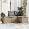 Image de Salon de jardin modulable resine tressee beige 4 pieces x 172 x 69 4 personnes