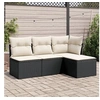 Image de Salon de jardin 4 pcs avec coussins noir résine tressée 3249335