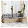 Image de Salon de jardin avec coussins 5 pcs beige résine tressée 3249358