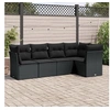 Image de Salon de jardin 5 pcs avec coussins noir résine tressée 3249434