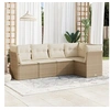 Image de Salon de jardin avec coussins 5 pcs beige résine tressée 3249437