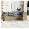 Image de Resine tressee 5 pieces 5 personnes beige salon de jardin modulable