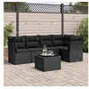 Image de Salon de jardin 6 pcs avec coussins noir résine tressée 3249444
