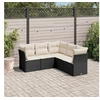 Image de Noir resine tressee 5 personnes salon de jardin modulable 5 pieces