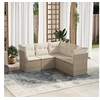 Image de Salon de jardin avec coussins 5 pcs beige résine tressée 3249457
