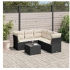 Image de Salon de jardin 6 pcs avec coussins noir résine tressée 3249465