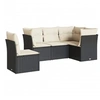 Image de Salon de jardin 5 pcs avec coussins noir résine tressée 3249475