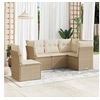 Image de Salon de jardin avec coussins 5 pcs beige résine tressée 3249477