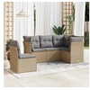 Image de Salon de jardin avec coussins 5 pcs beige résine tressée 3249478