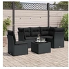 Image de Salon de jardin 6 pcs avec coussins noir résine tressée 3249484