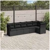 Image de Salon de jardin modulable resine tressee noir 6 pieces x 289 x 69 6 personnes