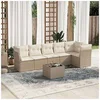 Image de Salon de jardin modulable vidaxl resine tressee 7 pieces beige 124 x 289 x 69 cm 6 personnes