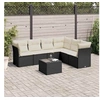 Image de Salon de Jardin avec Coussins 7 pcs, Canapés de Terrasse, Ensemble de Meubles de Patio, Mobilier d'Extérieur, Noir 3249525