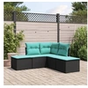Image de Salon de jardin 5 pcs avec coussins noir résine tressée 3249555
