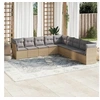 Image de Beige resine tressee salon de jardin modulable 9 pieces 9 personnes