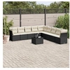 Image de Salon de Jardin avec Coussins 10 pcs, Canapés de Terrasse, Ensemble de Meubles de Patio, Mobilier d'Extérieur, Noir 3249625