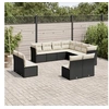Image de Salon de Jardin avec Coussins 11 pcs, Canapés de Terrasse, Ensemble de Meubles de Patio, Mobilier d'Extérieur, Noir 3249655