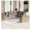 Image de Salon de jardin 11 pcs avec coussins beige résine tressée 3249658