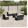 Image de Salon de Jardin avec Coussins 12 pcs, Canapés de Terrasse, Ensemble de Meubles de Patio, Mobilier d'Extérieur, Noir 3249665