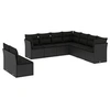 Image de Salon de jardin 9 pcs avec coussins noir en noir résine tressée sans table