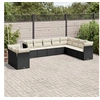 Image de Salon de Jardin avec Coussins 10 pcs, Canapés de Terrasse, Ensemble de Meubles de Patio, Mobilier d'Extérieur, Noir 3249695