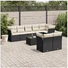 Image de Salon de Jardin avec Coussins 9 pcs, Canapés de Terrasse, Ensemble de Meubles de Patio, Mobilier d'Extérieur, Noir 3249755