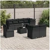 Image de 9-delige Loungeset met kussens poly rattan zwart3249774