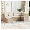 Image de Salon de jardin modulable resine tressee 6 pieces beige 124 x 234 x 69 cm 6 personnes