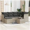Image de Salon de Jardin avec Coussins 7 pcs, Canapés de Terrasse, Ensemble de Meubles de Patio, Mobilier d'Extérieur, Gris 3249801