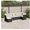 Image de Salon de Jardin avec Coussins 7 pcs, Canapés de Terrasse, Ensemble de Meubles de Patio, Mobilier d'Extérieur, Noir 3249805
