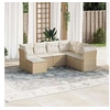 Image de Beige 7 personnes salon de jardin modulable 7 pieces resine tressee