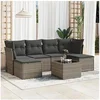 Image de Salon de jardin modulable resine tressee gris 7 pieces 117 x 234 x 69 cm 6 personnes