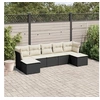 Image de Salon de jardin 7 pcs avec coussins noir résine tressée 3249865
