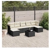 Image de Salon de jardin 8 pcs avec coussins noir résine tressée 3249875